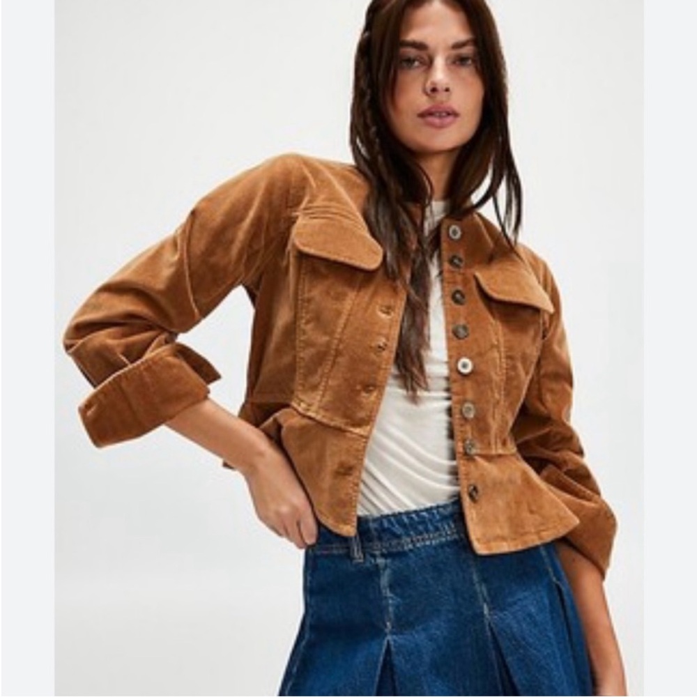 We The Free Jocelyn Velvet Jacket by Free People size small in Brown Sugar